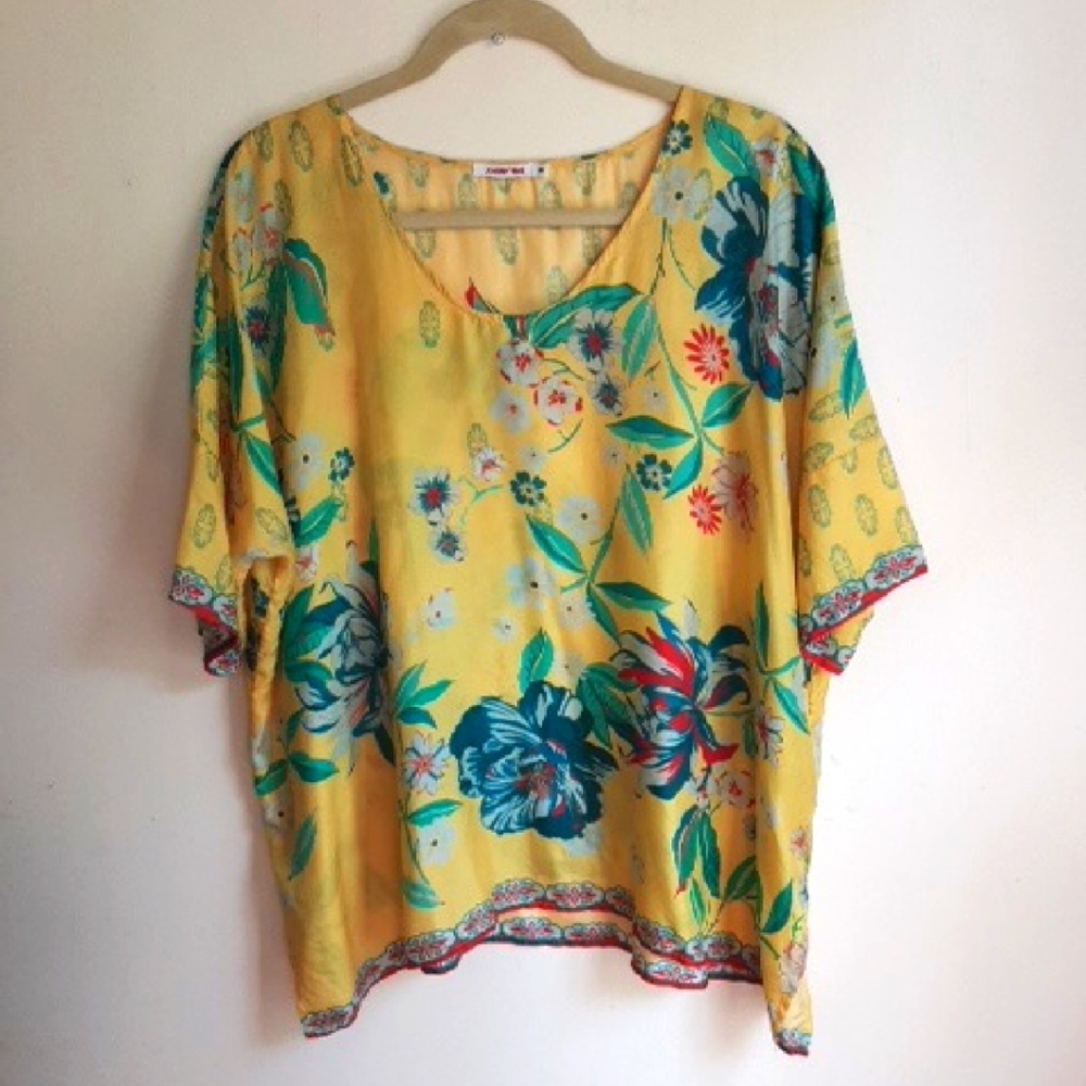 Johnny Was Floral Yellow Women's Top
